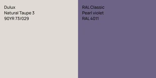 90YR 73/029 Natural Taupe 3 vs RAL 4011  Pearl violet