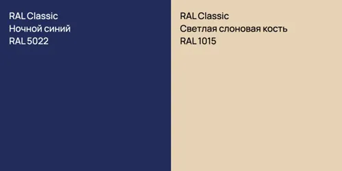 RAL 5022 Ночной синий vs RAL 1015 Светлая слоновая кость