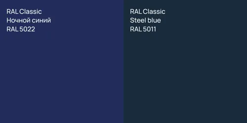 RAL 5022 Ночной синий vs RAL 5011  Steel blue
