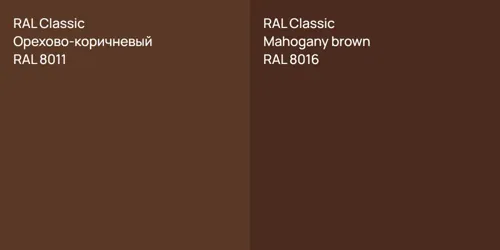 RAL 8011 Орехово-коричневый vs RAL 8016  Mahogany brown