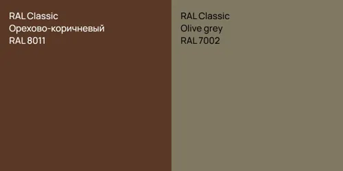 RAL 8011 Орехово-коричневый vs RAL 7002  Olive grey
