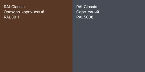 RAL 8011 Орехово-коричневый vs RAL 5008 Серо-синий