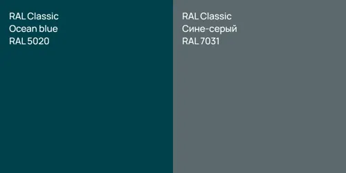 RAL 5020  Ocean blue vs RAL 7031 Сине-серый