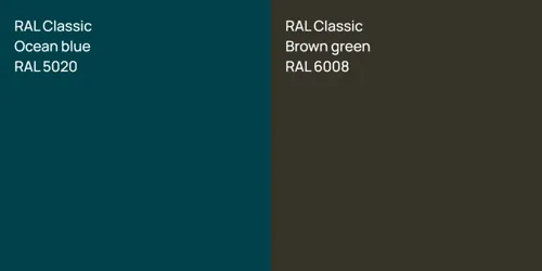 RAL 5020  Ocean blue vs RAL 6008  Brown green