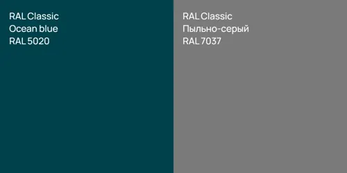 RAL 5020  Ocean blue vs RAL 7037 Пыльно-серый