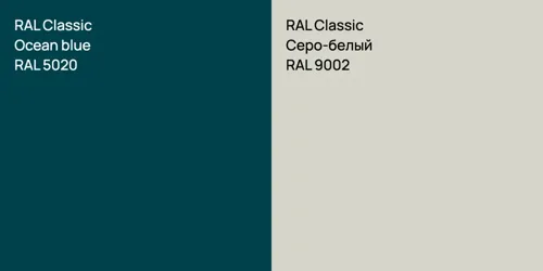 RAL 5020  Ocean blue vs RAL 9002 Серо-белый