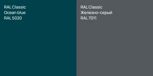 RAL 5020  Ocean blue vs RAL 7011 Железно-серый