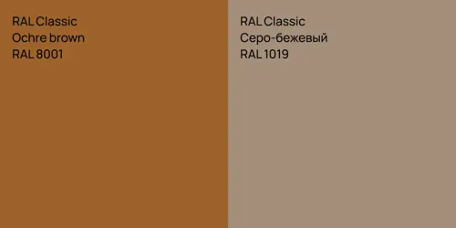 RAL 8001  Ochre brown vs RAL 1019 Серо-бежевый