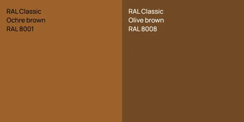 RAL 8001  Ochre brown vs RAL 8008  Olive brown