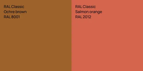RAL 8001  Ochre brown vs RAL 2012  Salmon orange