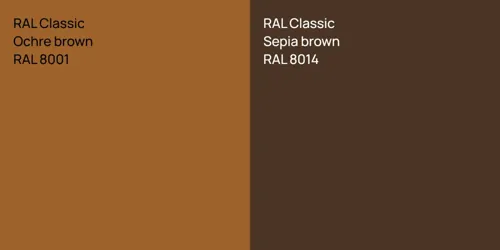 RAL 8001  Ochre brown vs RAL 8014  Sepia brown
