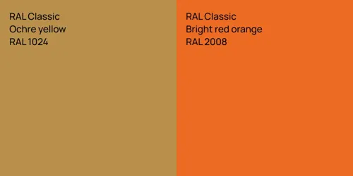 RAL 1024  Ochre yellow vs RAL 2008  Bright red orange