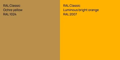 RAL 1024  Ochre yellow vs RAL 2007  Luminous bright orange