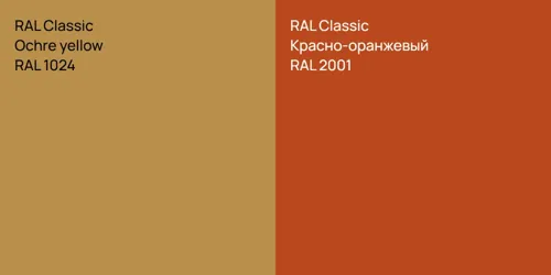 RAL 1024  Ochre yellow vs RAL 2001 Красно-оранжевый