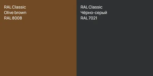 RAL 8008  Olive brown vs RAL 7021 Чёрно-серый