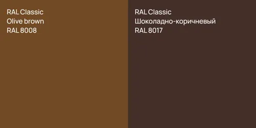 RAL 8008  Olive brown vs RAL 8017 Шоколадно-коричневый