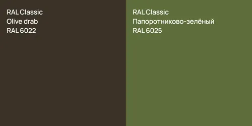 RAL 6022  Olive drab vs RAL 6025 Папоротниково-зелёный