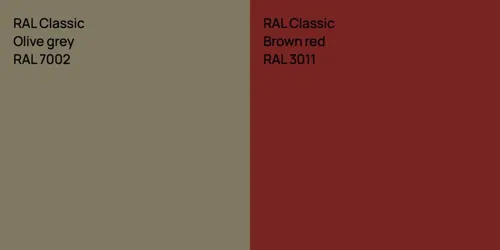 RAL 7002  Olive grey vs RAL 3011  Brown red