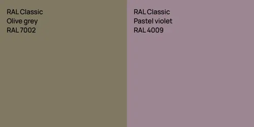 RAL 7002  Olive grey vs RAL 4009  Pastel violet