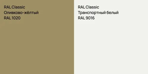 RAL 1020 Оливково-жёлтый vs RAL 9016 Транспортный белый