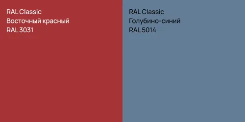 RAL 3031 Восточный красный vs RAL 5014 Голубино-синий