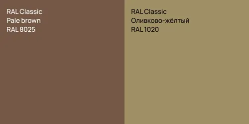 RAL 8025  Pale brown vs RAL 1020 Оливково-жёлтый