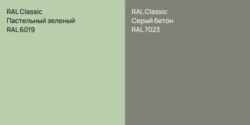 RAL 6019 Пастельный зеленый vs RAL 7023 Серый бетон