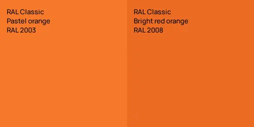 RAL 2003  Pastel orange vs RAL 2008  Bright red orange