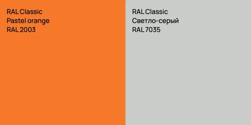 RAL 2003  Pastel orange vs RAL 7035 Светло-серый
