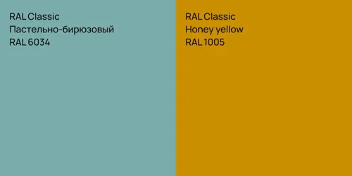 RAL 6034 Пастельно-бирюзовый vs RAL 1005  Honey yellow