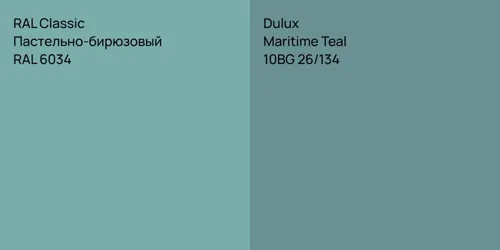 RAL 6034 Пастельно-бирюзовый vs 10BG 26/134 Maritime Teal