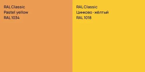 RAL 1034  Pastel yellow vs RAL 1018 Цинково-жёлтый