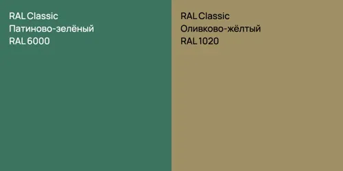RAL 6000 Патиново-зелёный vs RAL 1020 Оливково-жёлтый