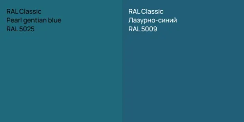 RAL 5025  Pearl gentian blue vs RAL 5009 Лазурно-синий