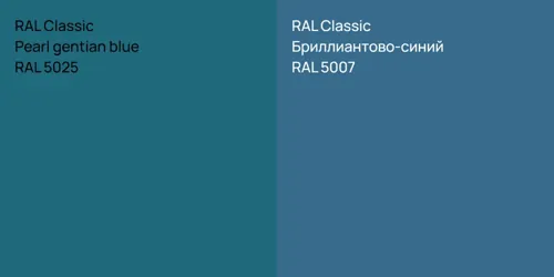 RAL 5025  Pearl gentian blue vs RAL 5007 Бриллиантово-синий