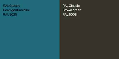 RAL 5025  Pearl gentian blue vs RAL 6008  Brown green