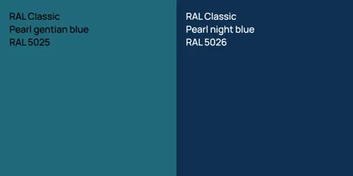 RAL 5025  Pearl gentian blue vs RAL 5026  Pearl night blue