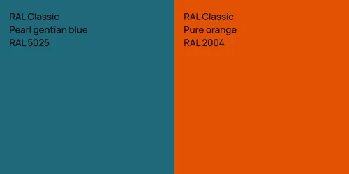 RAL 5025  Pearl gentian blue vs RAL 2004  Pure orange