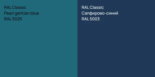 RAL 5025  Pearl gentian blue vs RAL 5003 Сапфирово-синий