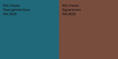 RAL 5025  Pearl gentian blue vs RAL 8002  Signal brown