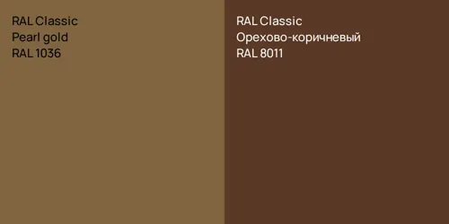 RAL 1036  Pearl gold vs RAL 8011 Орехово-коричневый