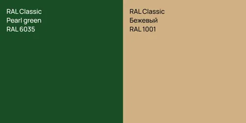 RAL 6035  Pearl green vs RAL 1001 Бежевый