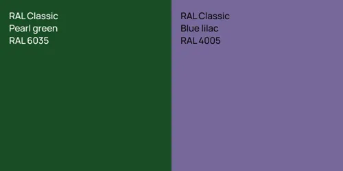 RAL 6035  Pearl green vs RAL 4005  Blue lilac