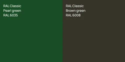 RAL 6035  Pearl green vs RAL 6008  Brown green