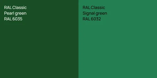 RAL 6035  Pearl green vs RAL 6032  Signal green