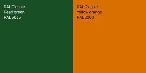 RAL 6035  Pearl green vs RAL 2000  Yellow orange