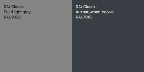 RAL 9022  Pearl light grey vs RAL 7016 Антрацитово-серый