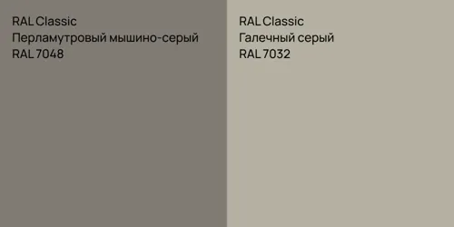 RAL 7048 Перламутровый мышино-серый vs RAL 7032 Галечный серый