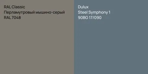 RAL 7048 Перламутровый мышино-серый vs 90BG 17/090 Steel Symphony 1