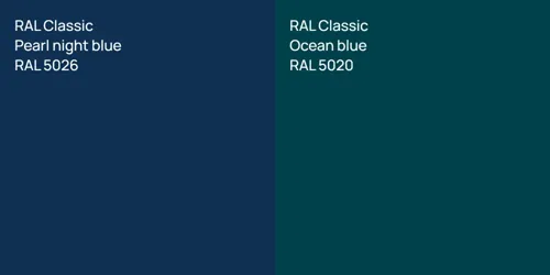 RAL 5026  Pearl night blue vs RAL 5020  Ocean blue